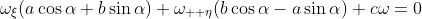 \omega_{\xi}(a\cos{\alpha}+b\sin{\alpha})+\omega_{  \eta}(b\cos{\alpha}-a\sin{\alpha})+c\omega=0