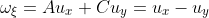 \omega_{\xi}=Au_x+Cu_y=u_x-u_y