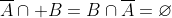 \overline{A}\cap B=B\cap\overline{A}=\varnothing
