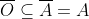 \overline{O}\subseteq\overline{A}=A