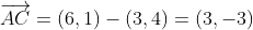 \overrightarrow{AC}=(6,1)-(3,4)=(3,-3)