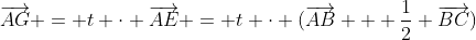 \overrightarrow{AG} = t \cdot \overrightarrow{AE} = t \cdot (\overrightarrow{AB} + \frac12 \overrightarrow{BC})