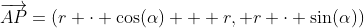 \overrightarrow{AP}=(r \cdot \cos(\alpha) + r, r \cdot \sin(\alpha))