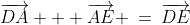 \overrightarrow{DA} + \overrightarrow{AE} \:=\:\overrightarrow{DE}