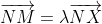 \overrightarrow{NM}=\lambda\overrightarrow{NX}