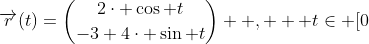 \overrightarrow{r}(t)=\binom{2\cdot \cos t}{-3+4\cdot \sin t}  ,   t\in [0;2\pi]