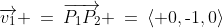 \overrightarrow{v_1} \:=\:\overrightarrow{P_1P_2} \:=\:\langle 0,\text{-}1,0\rangle