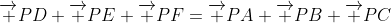 \overrightarrow {PD}+\overrightarrow {PE}+\overrightarrow {PF}=\overrightarrow {PA}+\overrightarrow {PB}+\overrightarrow {PC}