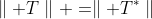 \parallel T\parallel =\parallel T^*\parallel