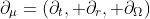 \partial_{\mu}=(\partial_{t}, \partial_{r}, \partial_{\Omega})