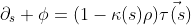 \partial_s \phi=(1-\kappa(s)\rho)\vec{\tau(s)}