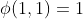 \phi(1,1)=1