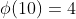 \phi(10)=4