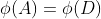 \phi(A)=\phi(D)