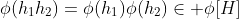 \phi(h_1h_2)=\phi(h_1)\phi(h_2)\in \phi[H]