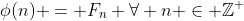 \phi(n) = F_n \forall n \in \mathbb{Z}^+