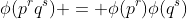 \phi(p^rq^s) = \phi(p^r)\phi(q^s)