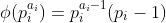 \phi(p_i^{a_i})=p_i^{a_i-1}(p_i-1)