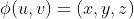 \phi(u,v)=(x,y,z)