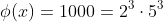\phi(x)=1000=2^3\cdot5^3