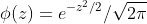 \phi(z)=e^{-z^2/2}/\sqrt{2\pi}