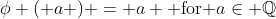 \phi ( a ) = a \text{ for }a\in \mathbb{Q}