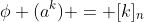 \phi (a^k) = [k]_n