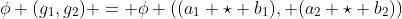 \phi (g_1,g_2) = \phi ((a_1 \star b_1), (a_2 \star b_2))