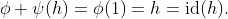 \phi \psi(h)=\phi(1)=h=\text{id}(h).