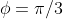 \phi=\pi/3