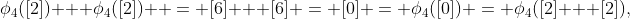 \phi_4([2]) + \phi_4([2])  = [6] + [6] = [0] = \phi_4([0]) = \phi_4([2] + [2]),