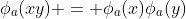 \phi_a(xy) = \phi_a(x)\phi_a(y)