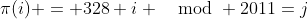 \pi(i) = 328 i \mod 2011=j