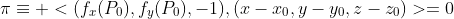\pi\equiv <(f_x(P_0),f_y(P_0),-1),(x-x_0,y-y_0,z-z_0)>=0