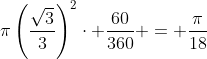 \pi\left(\dfrac{\sqrt3}{3}\right)^2\cdot \dfrac{60}{360} = \dfrac{\pi}{18}