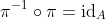 \pi^{-1}\circ\pi=\mathrm{id}_A