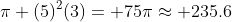 \pi (5)^2(3)= 75\pi\approx 235.6