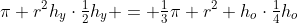 \pi r^2h_y\cdot\tfrac12h_y = \tfrac13\pi r^2 h_o\cdot\tfrac14h_o