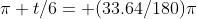 \pi t/6= (33.64/180)\pi