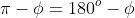 \pi-\phi=180^o-\phi