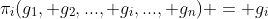 \pi_i(g_1, g_2,..., g_i,..., g_n) = g_i
