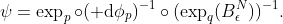 \psi=\exp_p\circ({\rm d}\phi_p)^{-1}\circ(\exp_q(B_{\epsilon}^N))^{-1}.