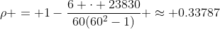 \rho = 1-\frac{6 \cdot 23830}{60(60^2-1)} \approx 0.33787