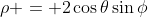 \rho = 2\cos{\theta}\sin{\phi}