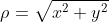 \rho=\sqrt{x^2+y^2}