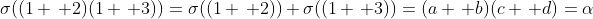 \sigma((1 \, 2)(1 \, 3))=\sigma((1 \, 2)) \sigma((1 \, 3))=(a \, b)(c \, d)=\alpha
