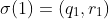 \sigma(1)=(q_{1},r_{1})