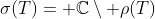 \sigma(T)= \mathbb{C}\setminus \rho(T)