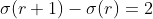 \sigma(r+1)-\sigma(r)=2