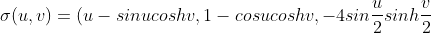 \sigma(u,v)=(u-sinucoshv,1-cosucoshv,-4sin\frac{u}{2}sinh\frac{v}{2}